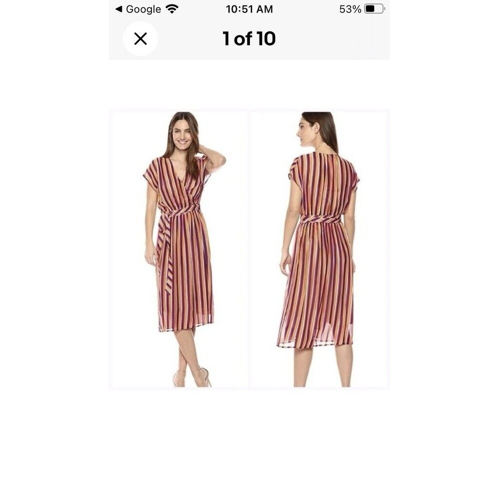 Trina Turk Sz 4 Wrap Dress Multicolor California Striped Dreaming Chiapas Beach